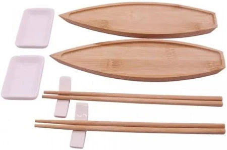 Conjunto Para Servir Comida Japonesa 8 Pçs Bambu Nagasaki